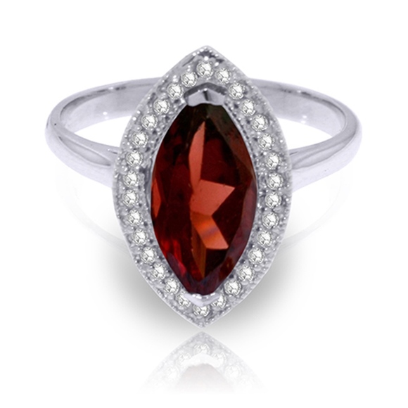 Galaxy Gold Products Jewelry - SOLID GOLD RING WITH DIAMONDS & MARQUIS GARNET